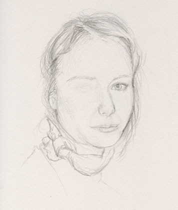 The Rest of Lorna's Face, pencil drawing 1998