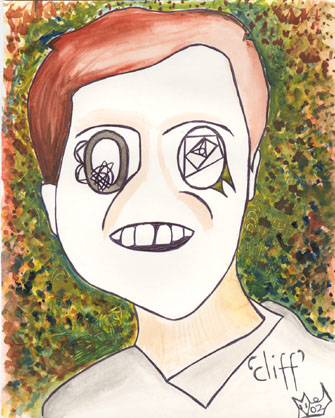 Cliff, water colour 2002 by Mel