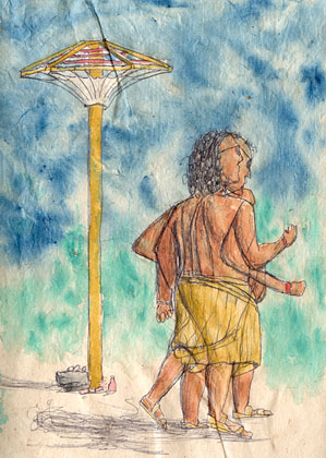 Dancing by the Main Stage , water colour on paper 2003