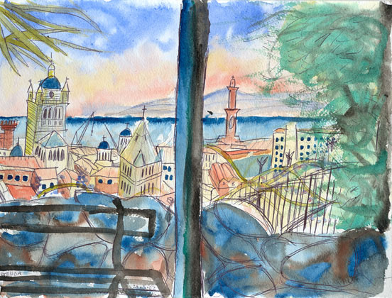 View from the Park Near Nietzsche's House, watercolour on paper 2002