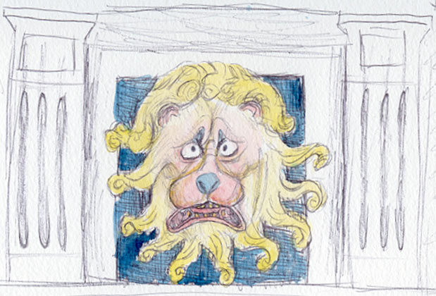 Gargoyle on a Bank, watercolour on paper 2002