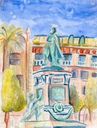 Statue in Nice, watercolour on paper 2000