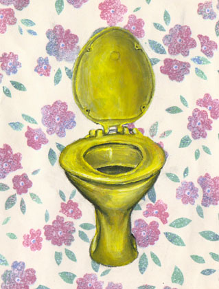 Toilet, acrylic on wall paper 1998