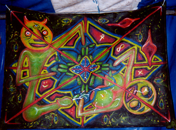 Devil In The Lotus Pond, UV acrylic on canvass 2001